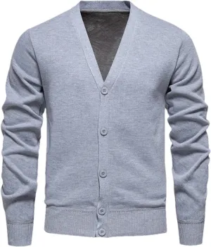 Men's Casual Slim Fit Knit Cardigans Basic V-Neck Long Sleeve Button Down Knitted Sweater Outerwear