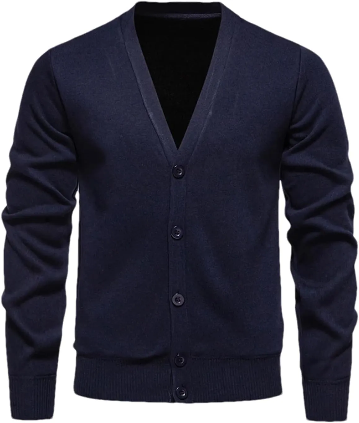 Men's Casual Slim Fit Knit Cardigans Basic V-Neck Long Sleeve Button Down Knitted Sweater Outerwear