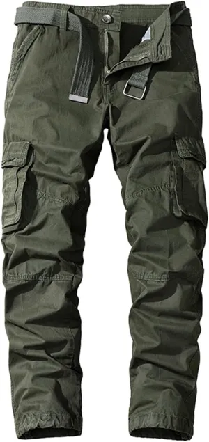 Men's Classic Military Cargo Pants Outdoor Hiking Combat Sweatpants Rip Stop Flat Front Trousers with Multi Pockets