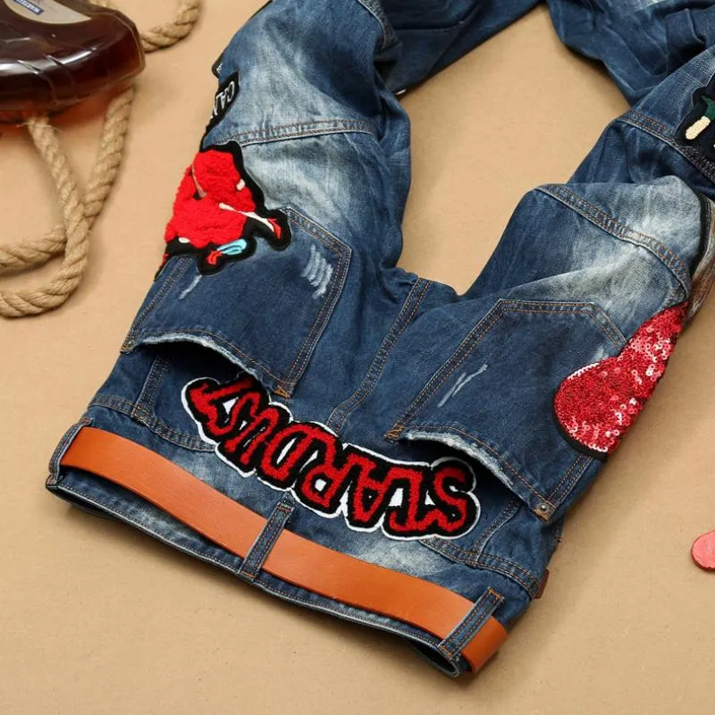Men's Cotton Jeans With Patches