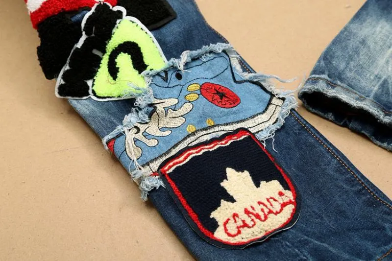 Men's Cotton Jeans With Patches