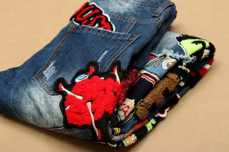 Men's Cotton Jeans With Patches