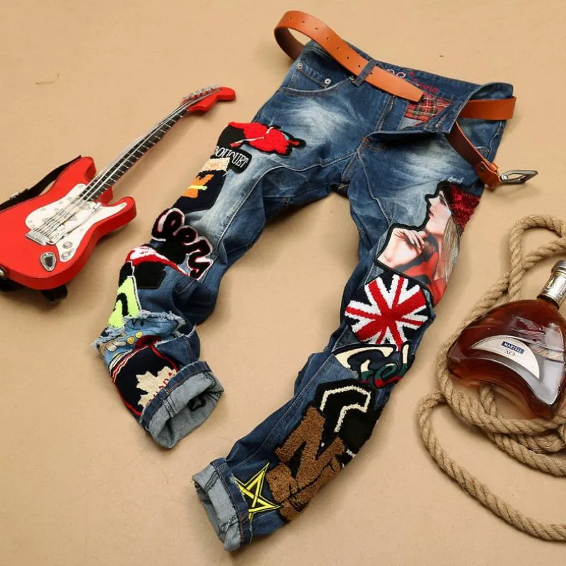Men's Cotton Jeans With Patches