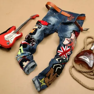 Men's Cotton Jeans With Patches