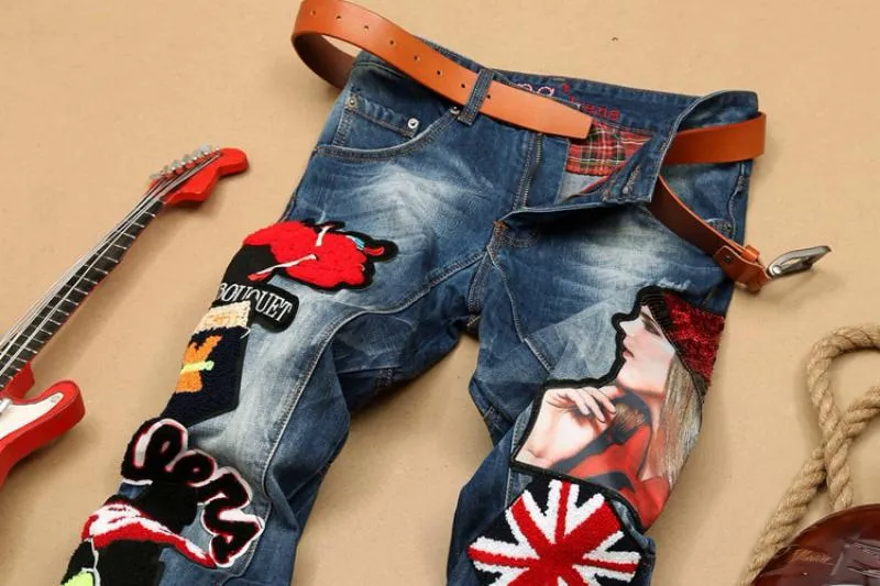 Men's Cotton Jeans With Patches