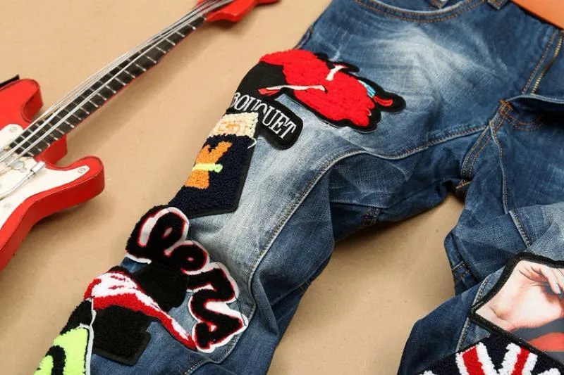 Men's Cotton Jeans With Patches