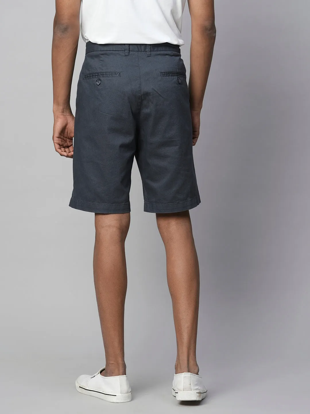 Men's Cotton Lycra Dk Blue Regular Fit Shorts
