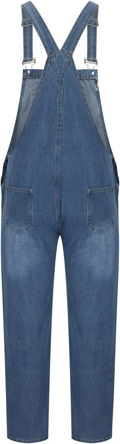Men's Denim Bib Overall Workwear Relaxed Fit Classic Adjustable Straps Jeans Pants Overall Jumpsuit