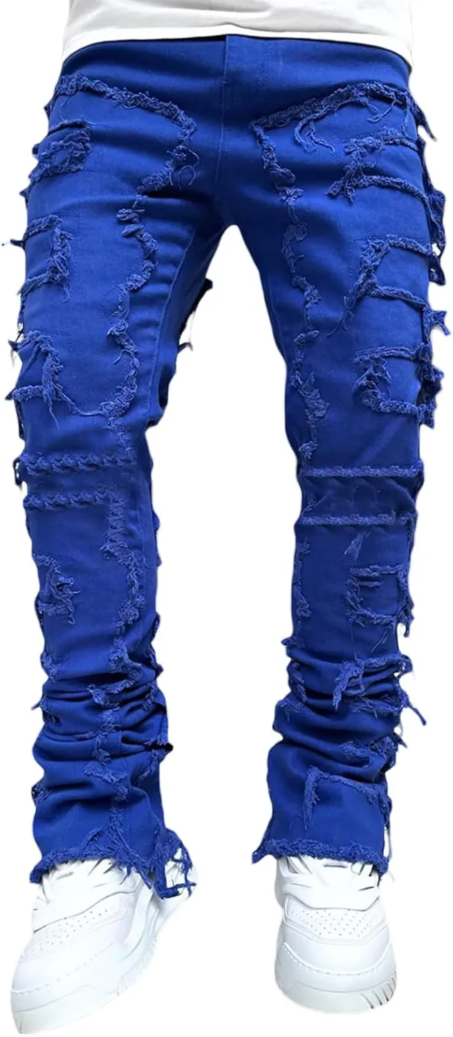 Mens Destroyed Straight Style Denim