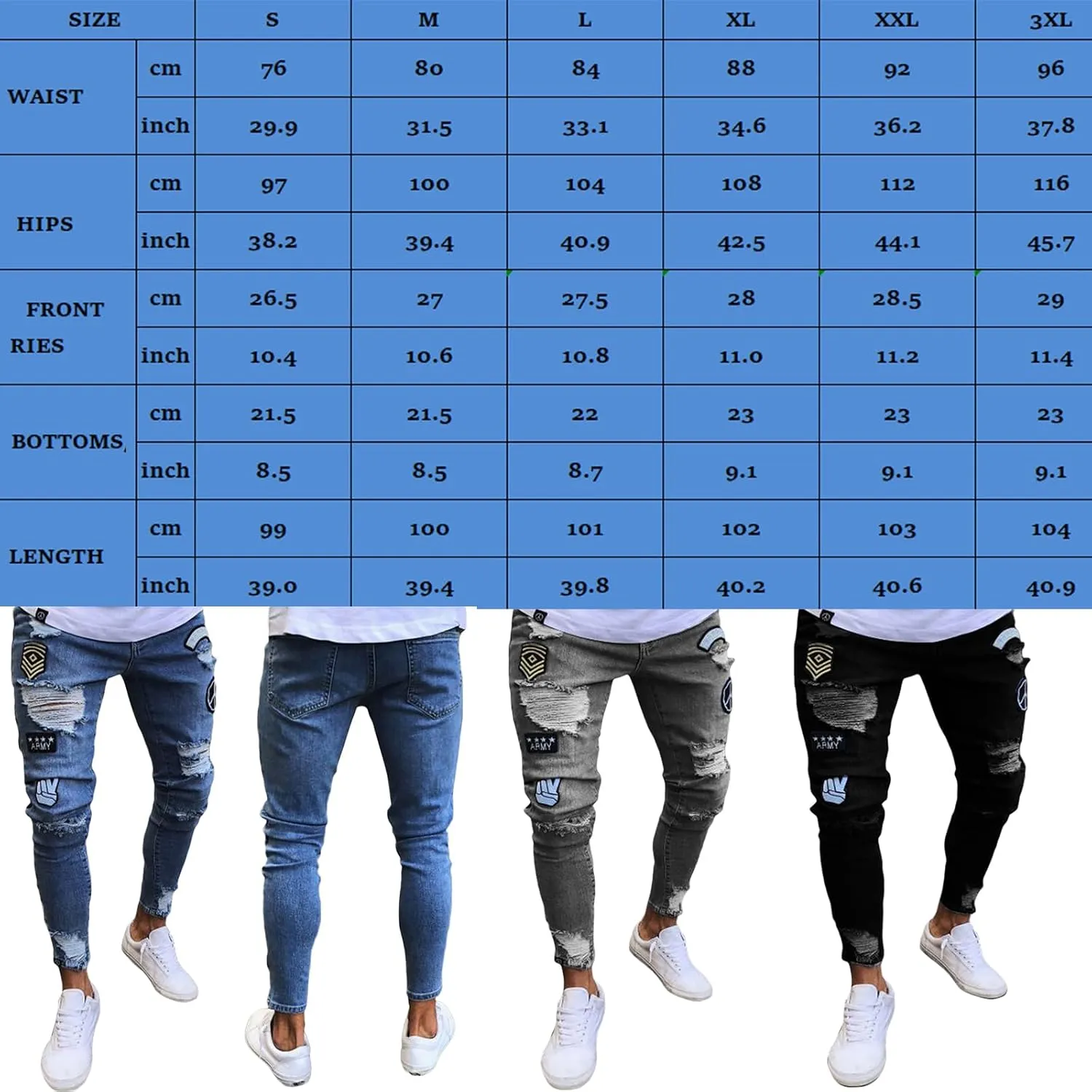Mens Destroyed Straight Style Denim