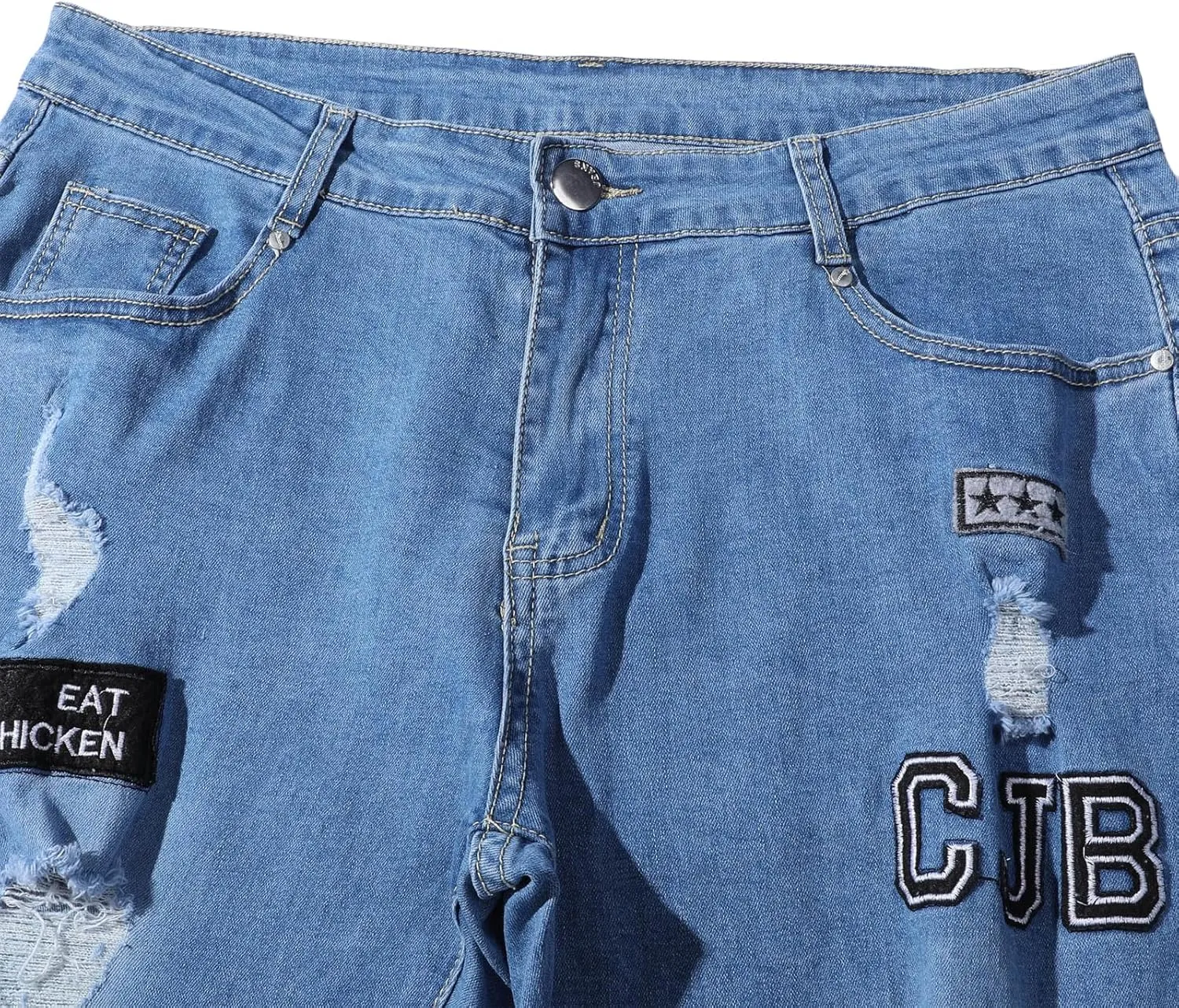 Mens Destroyed Straight Style Denim