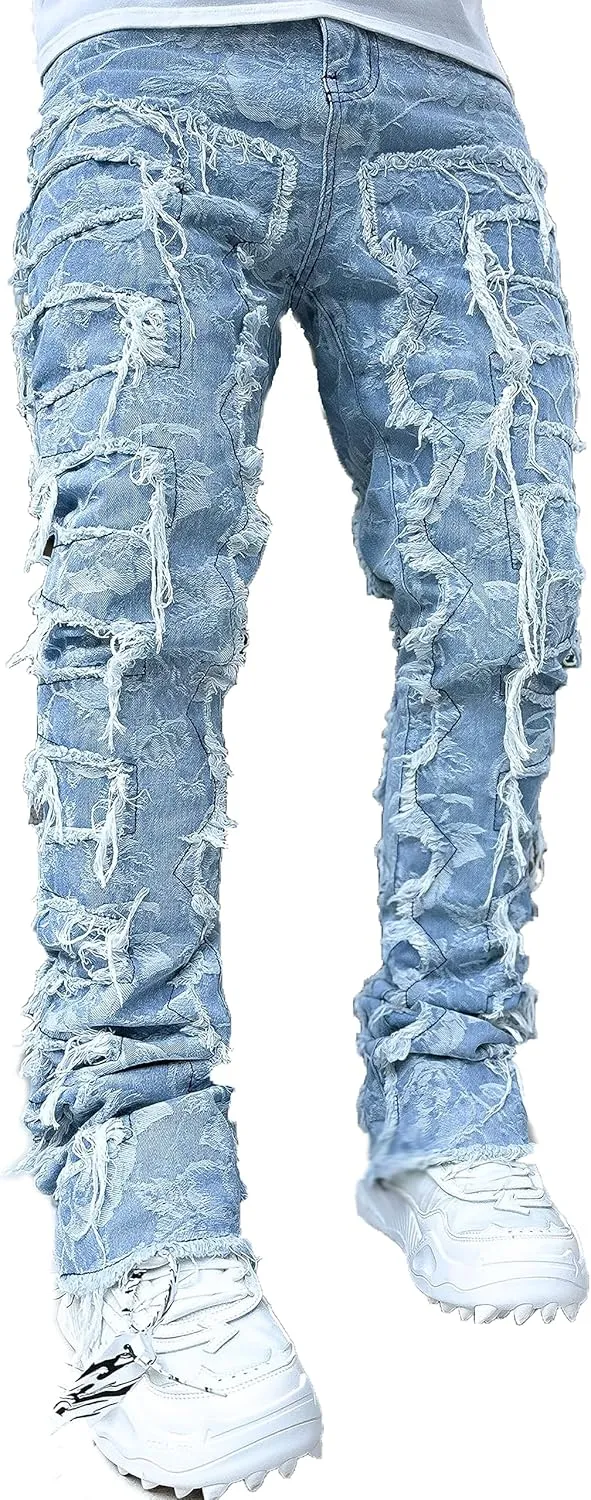 Mens Destroyed Straight Style Denim
