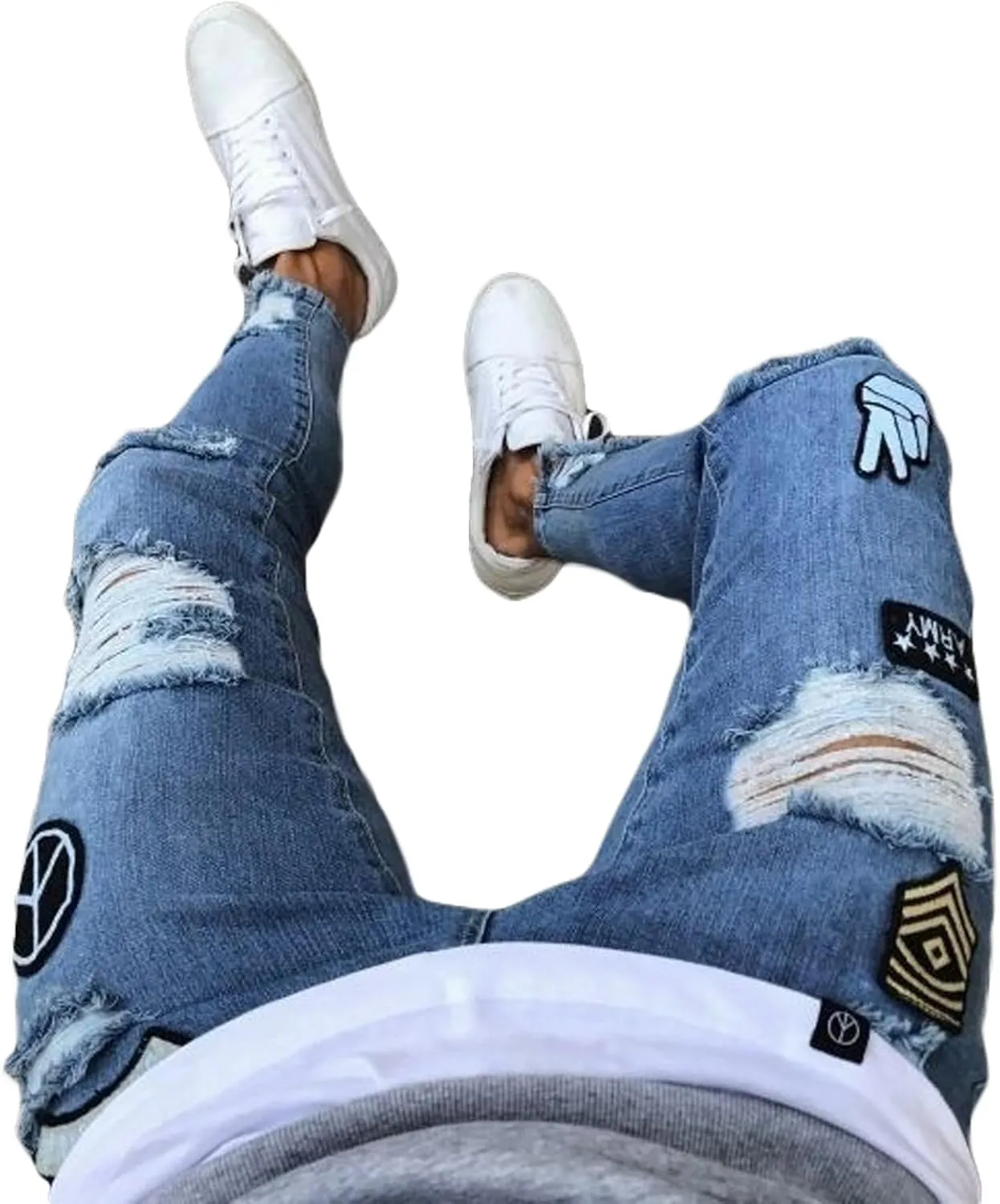 Mens Destroyed Straight Style Denim