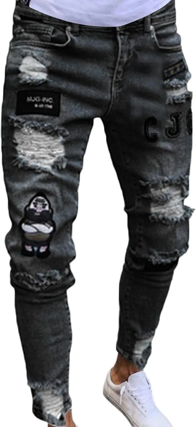 Mens Destroyed Straight Style Denim