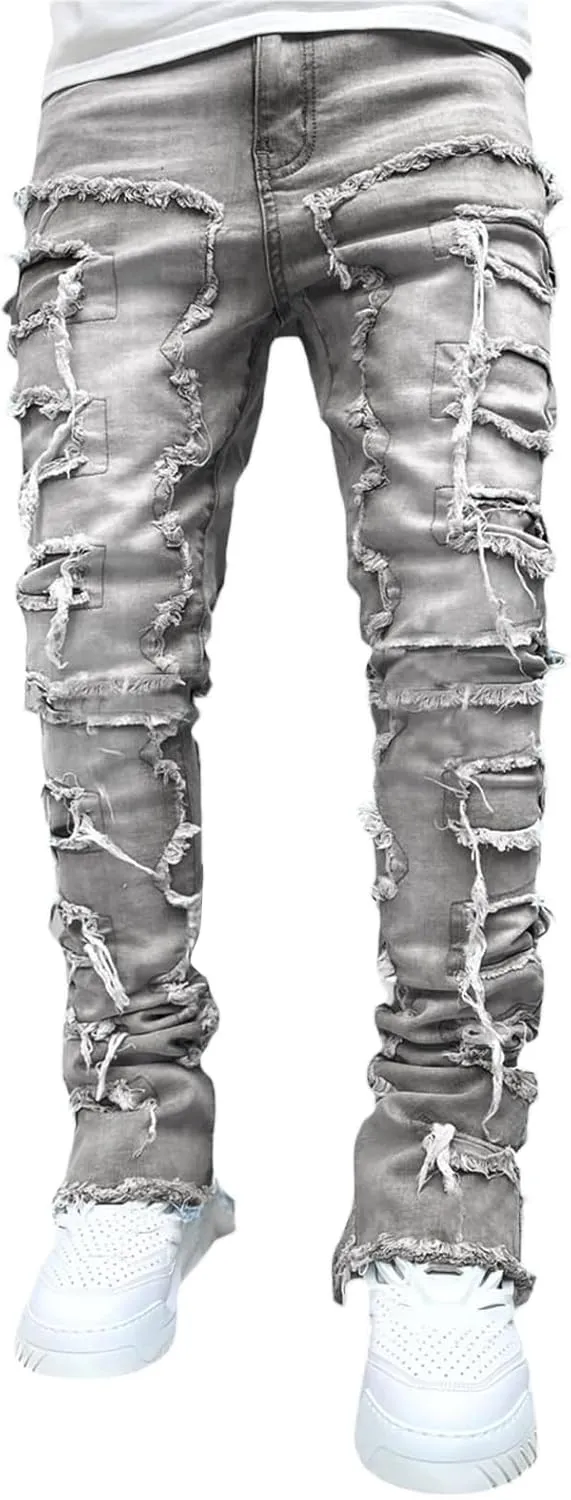 Mens Destroyed Straight Style Denim