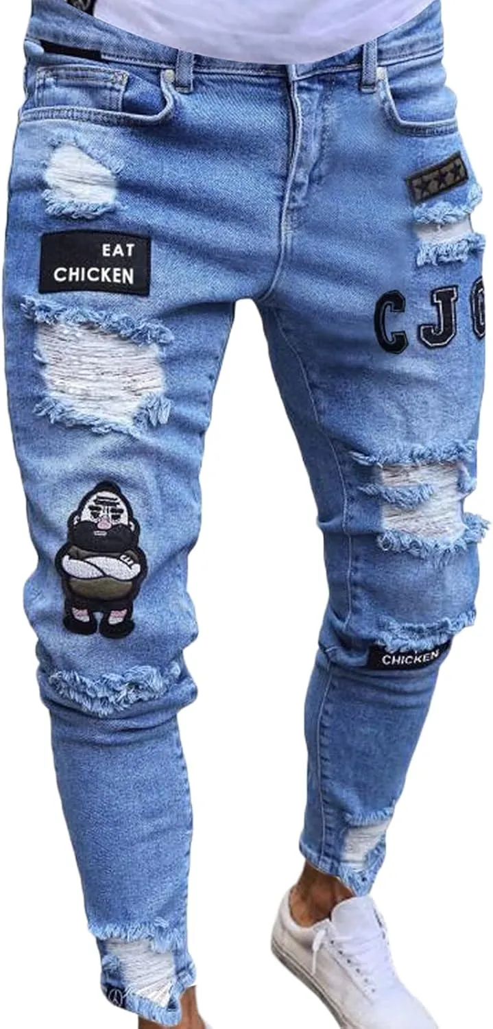 Mens Destroyed Straight Style Denim