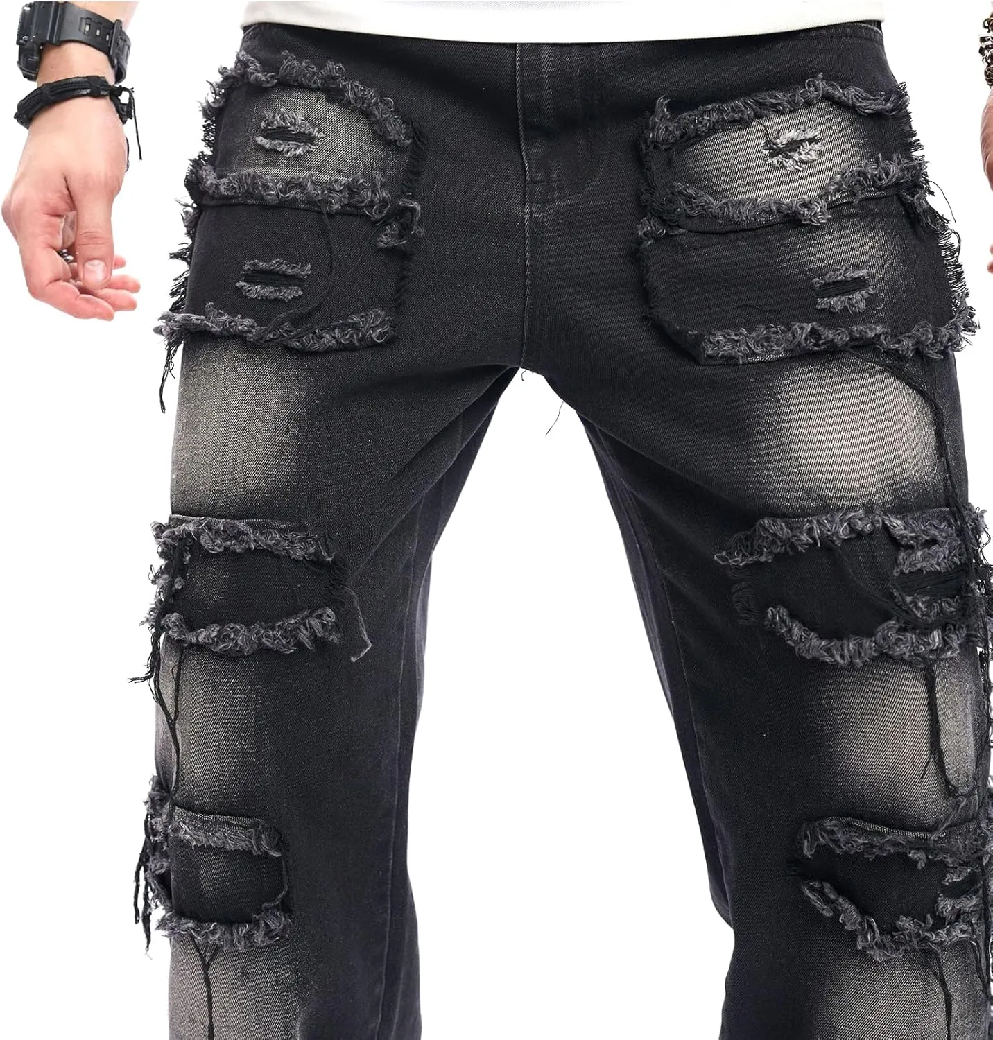 Mens Destroyed Straight Style Denim