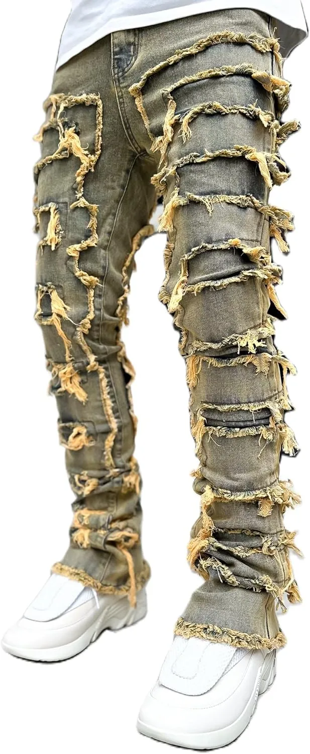 Mens Destroyed Straight Style Denim