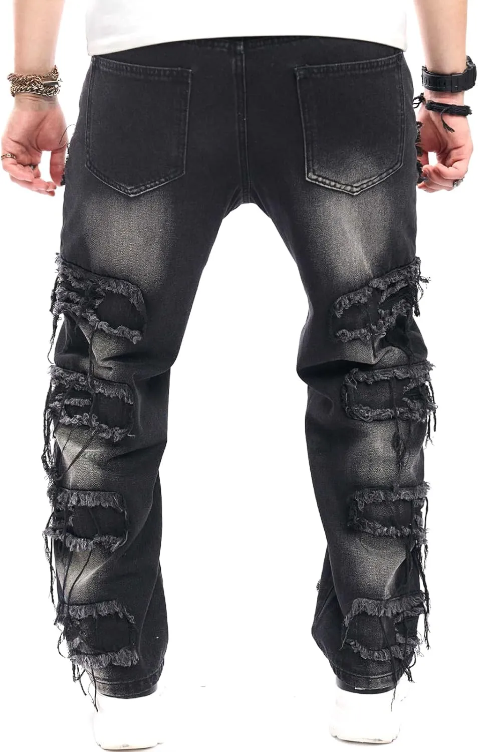 Mens Destroyed Straight Style Denim