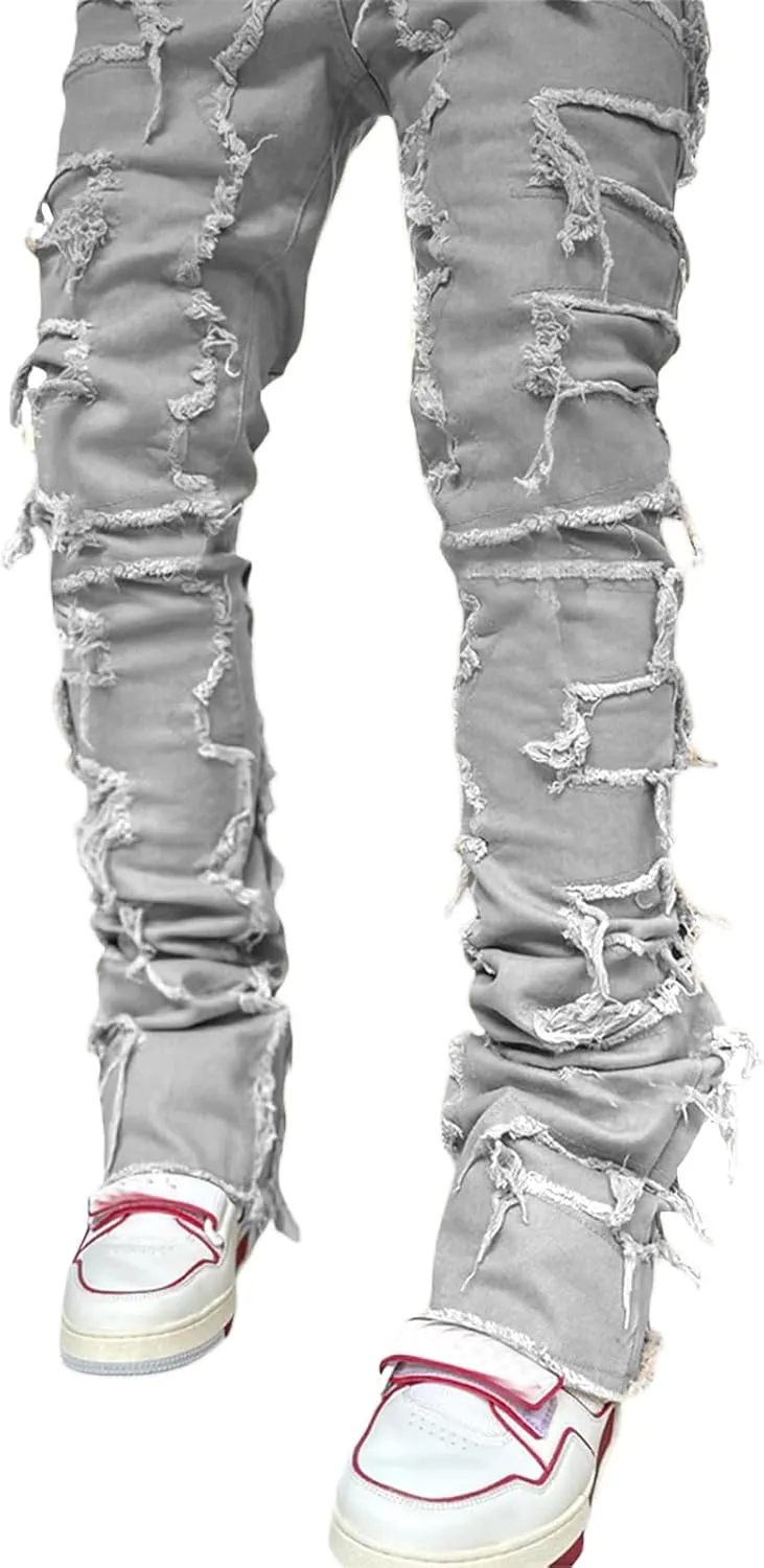 Mens Destroyed Straight Style Denim