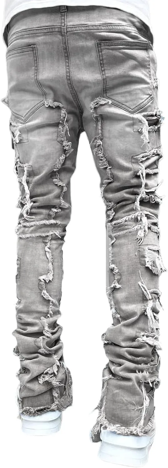 Mens Destroyed Straight Style Denim