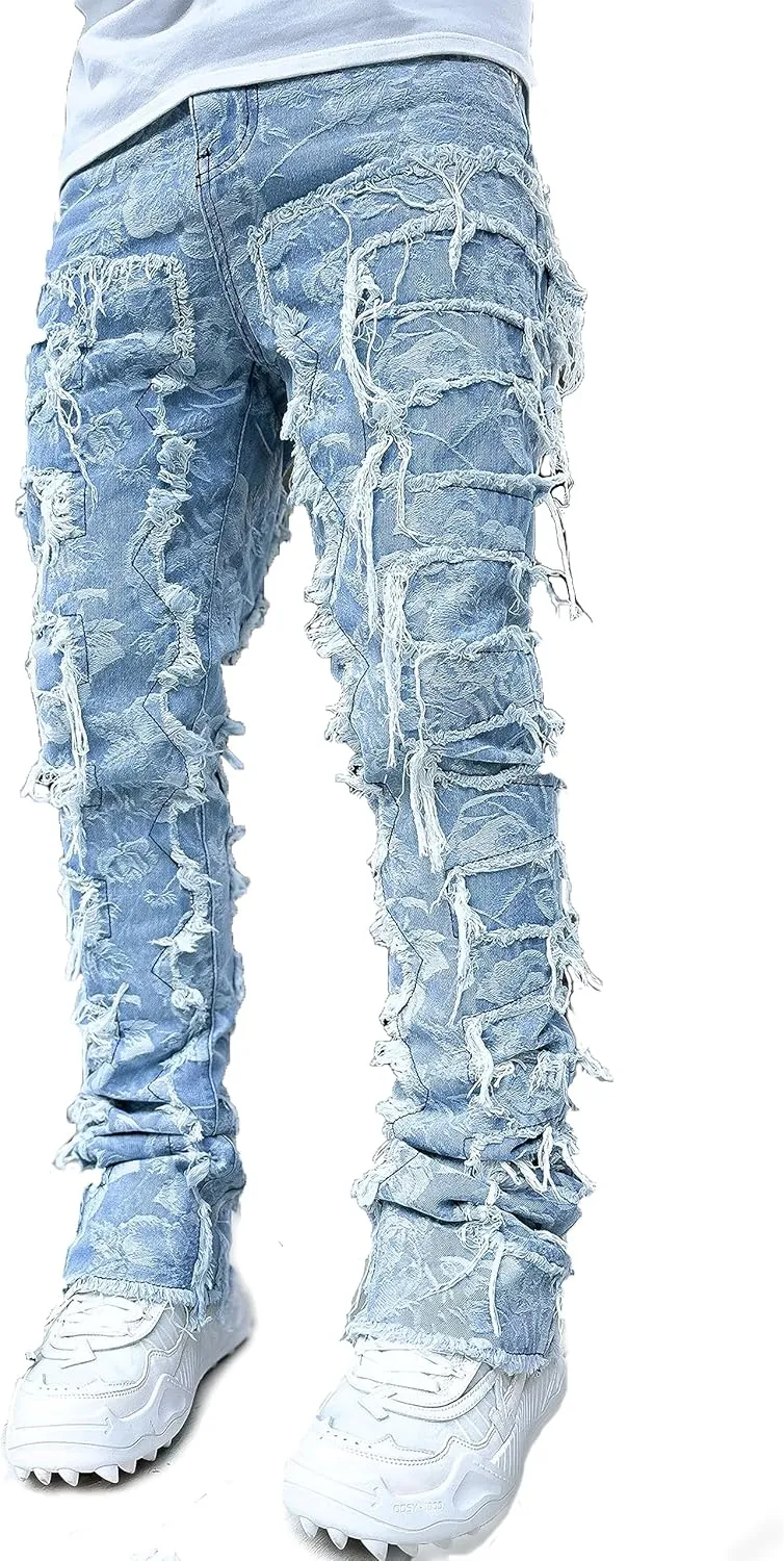 Mens Destroyed Straight Style Denim