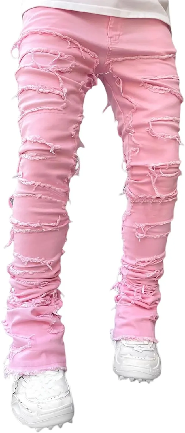 Mens Destroyed Straight Style Denim