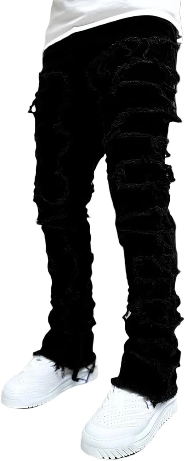Mens Destroyed Straight Style Denim