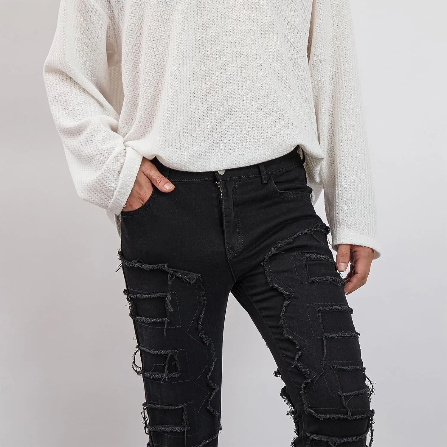 Mens Destroyed Straight Style Denim