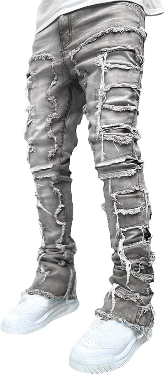 Mens Destroyed Straight Style Denim