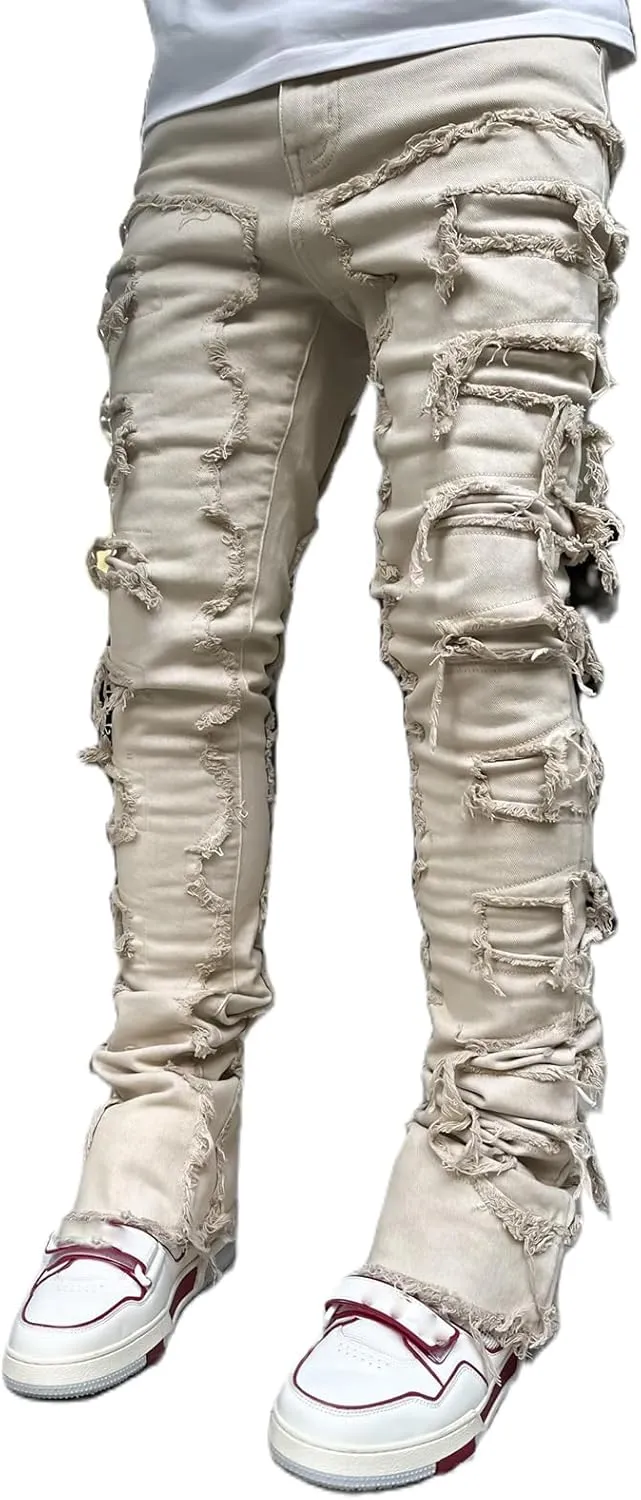 Mens Destroyed Straight Style Denim