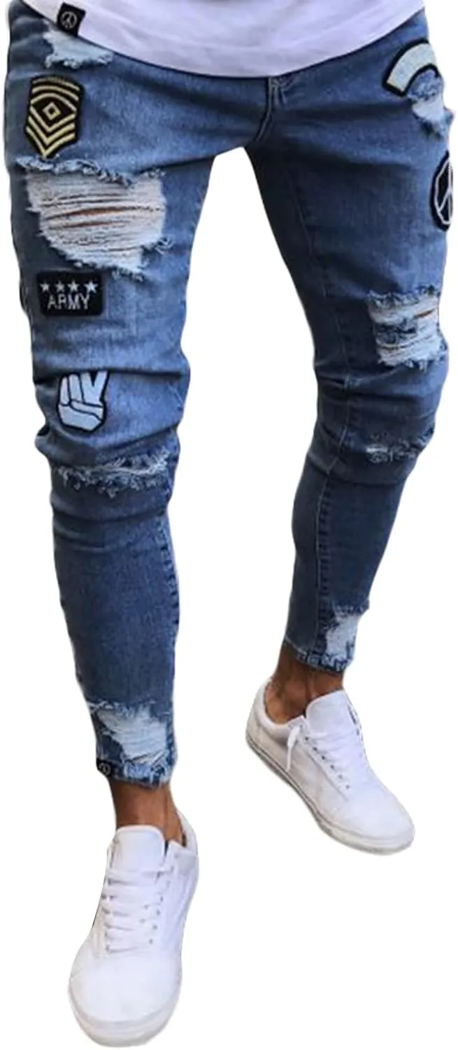 Mens Destroyed Straight Style Denim