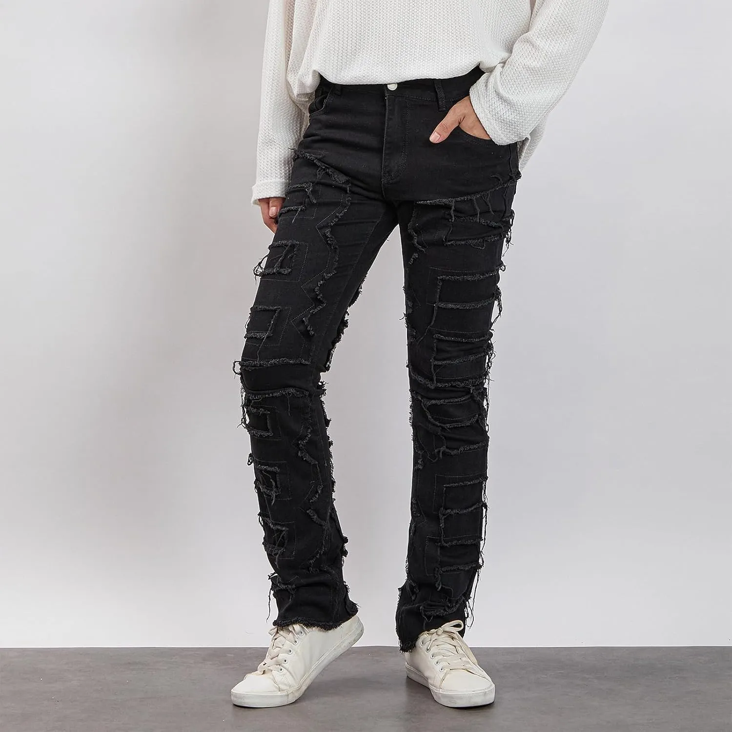 Mens Destroyed Straight Style Denim