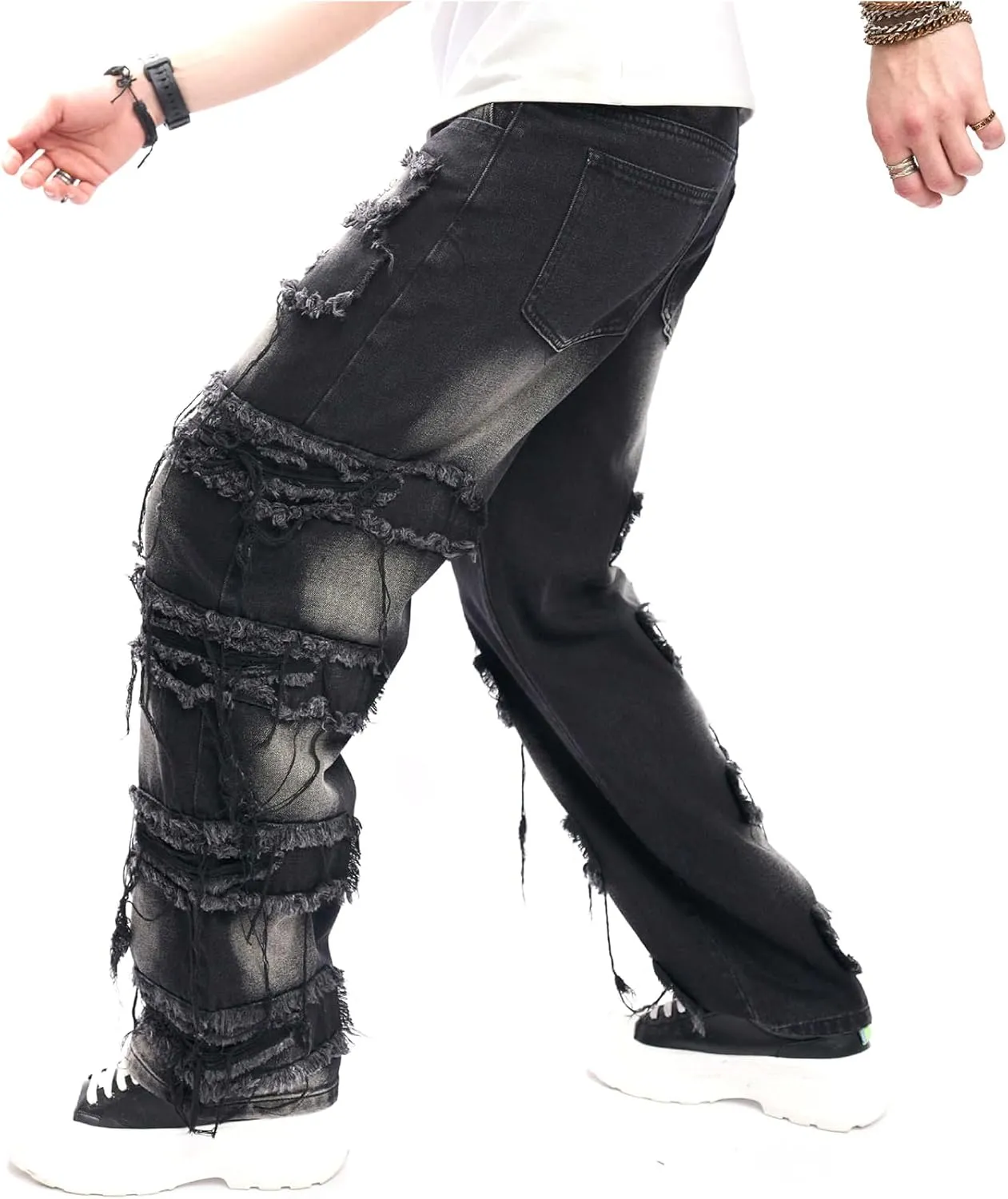 Mens Destroyed Straight Style Denim