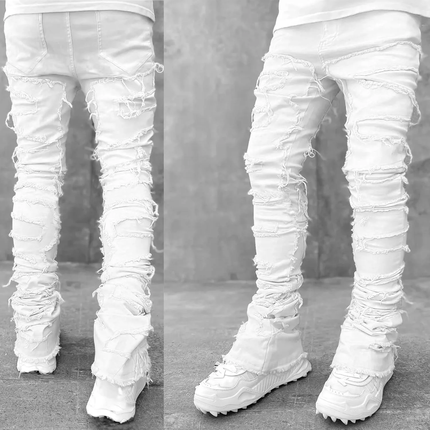 Mens Destroyed Straight Style Denim