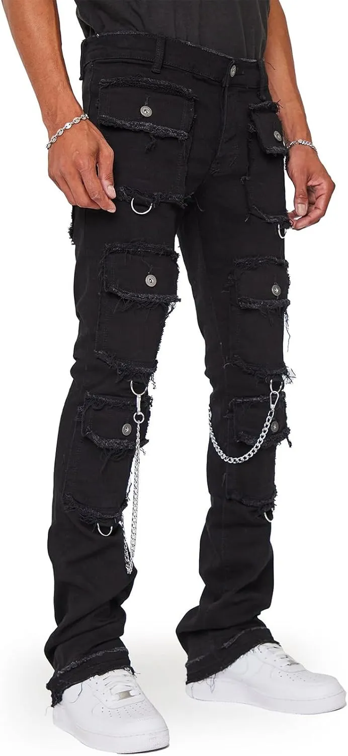 Mens Destroyed Straight Style Denim