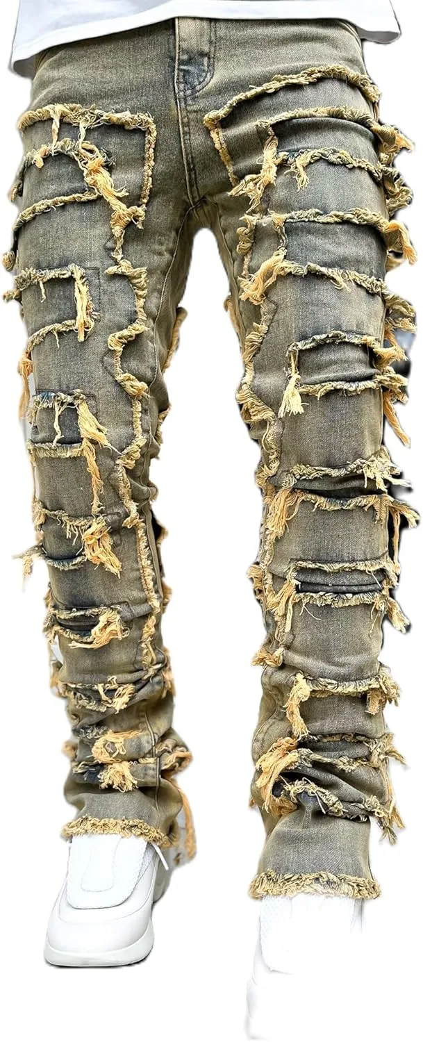 Mens Destroyed Straight Style Denim