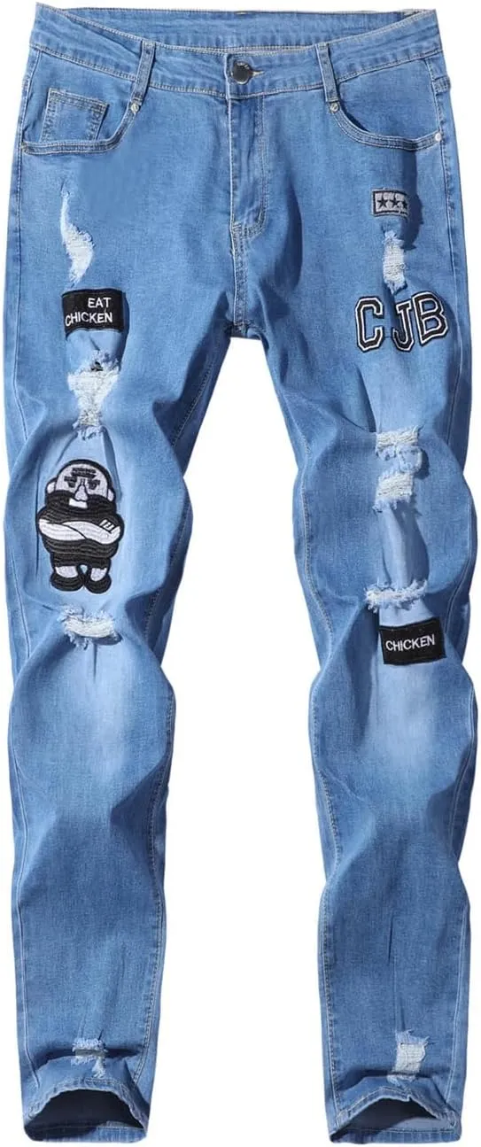 Mens Destroyed Straight Style Denim