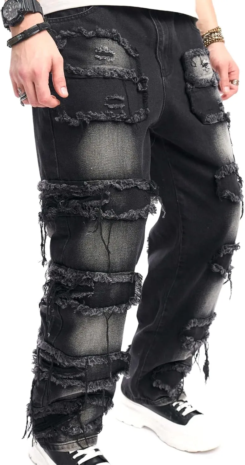 Mens Destroyed Straight Style Denim