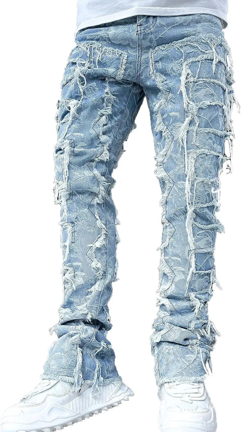 Mens Destroyed Straight Style Denim