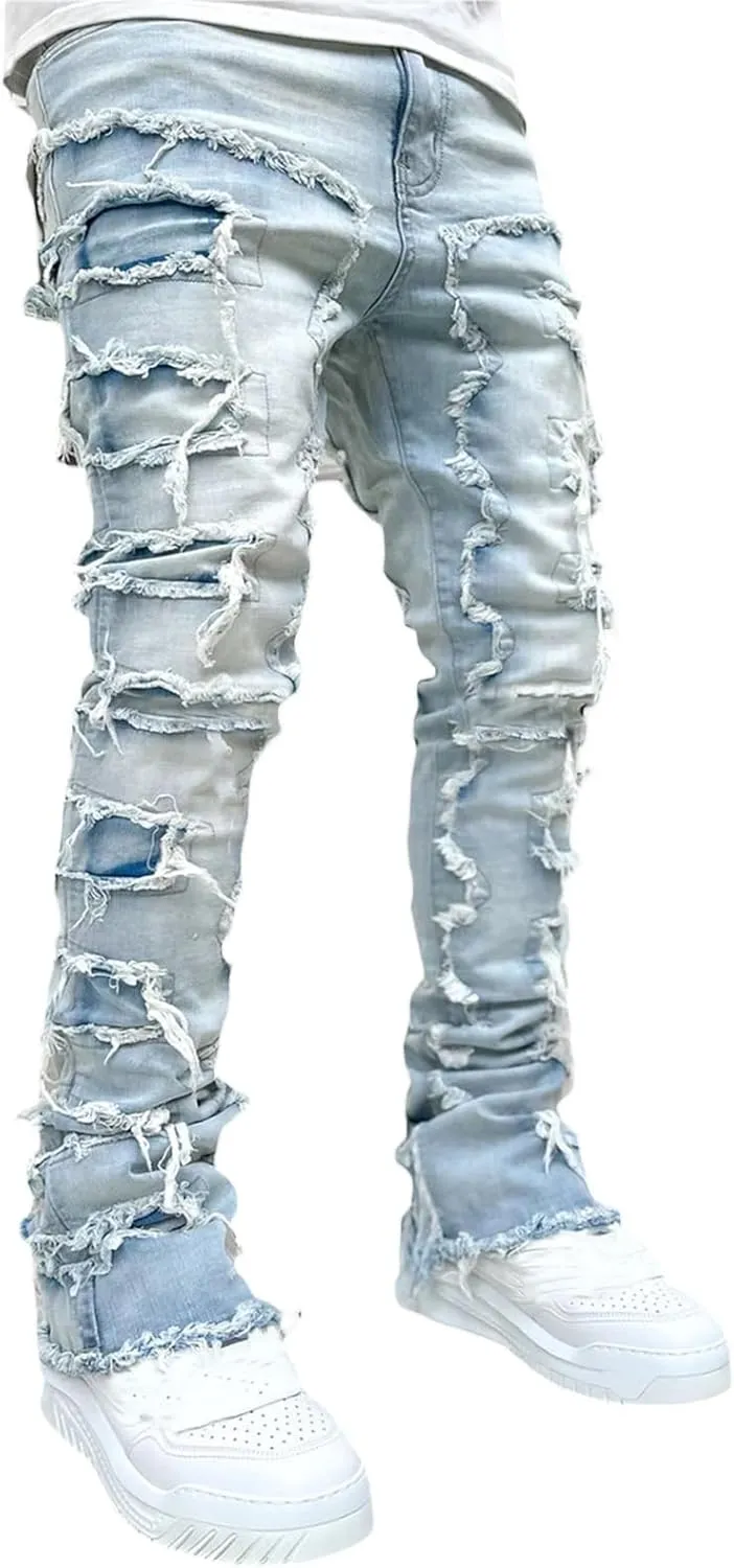 Mens Destroyed Straight Style Denim