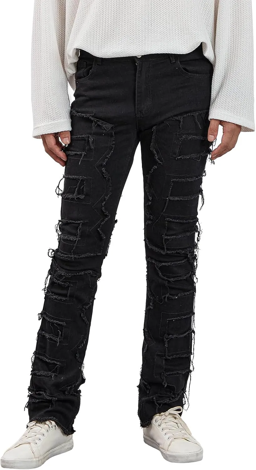 Mens Destroyed Straight Style Denim