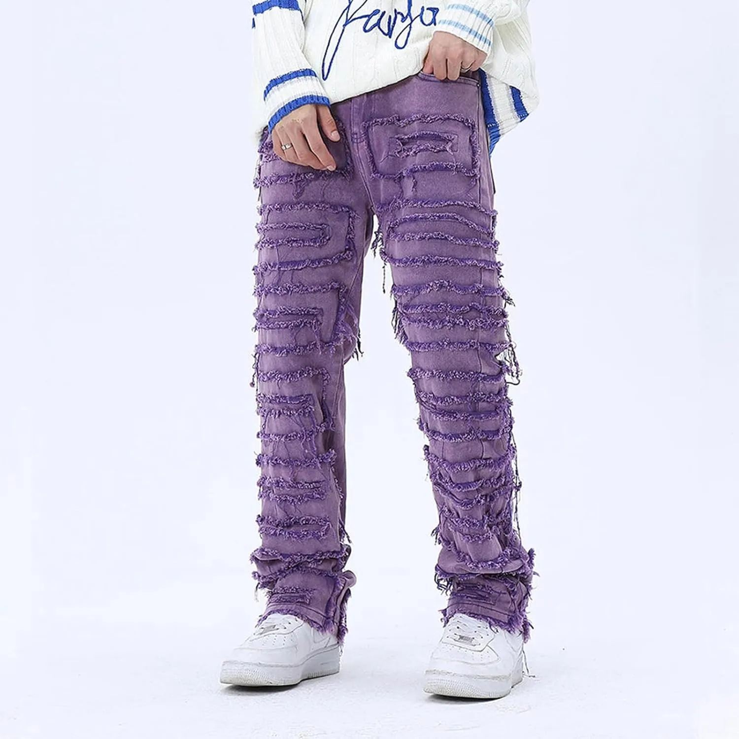 Mens Destroyed Straight Style Denim
