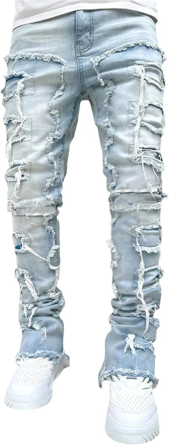 Mens Destroyed Straight Style Denim