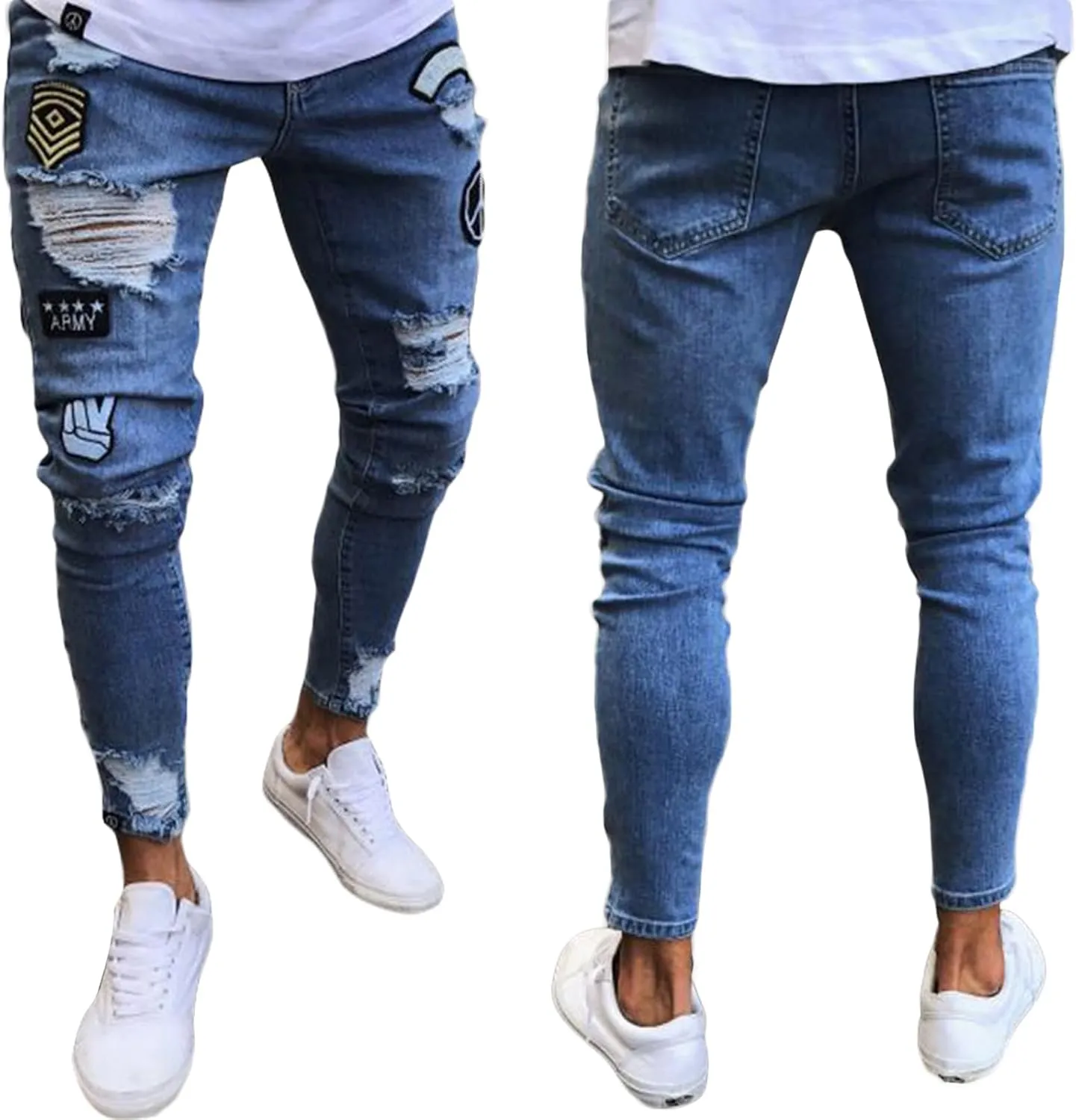 Mens Destroyed Straight Style Denim