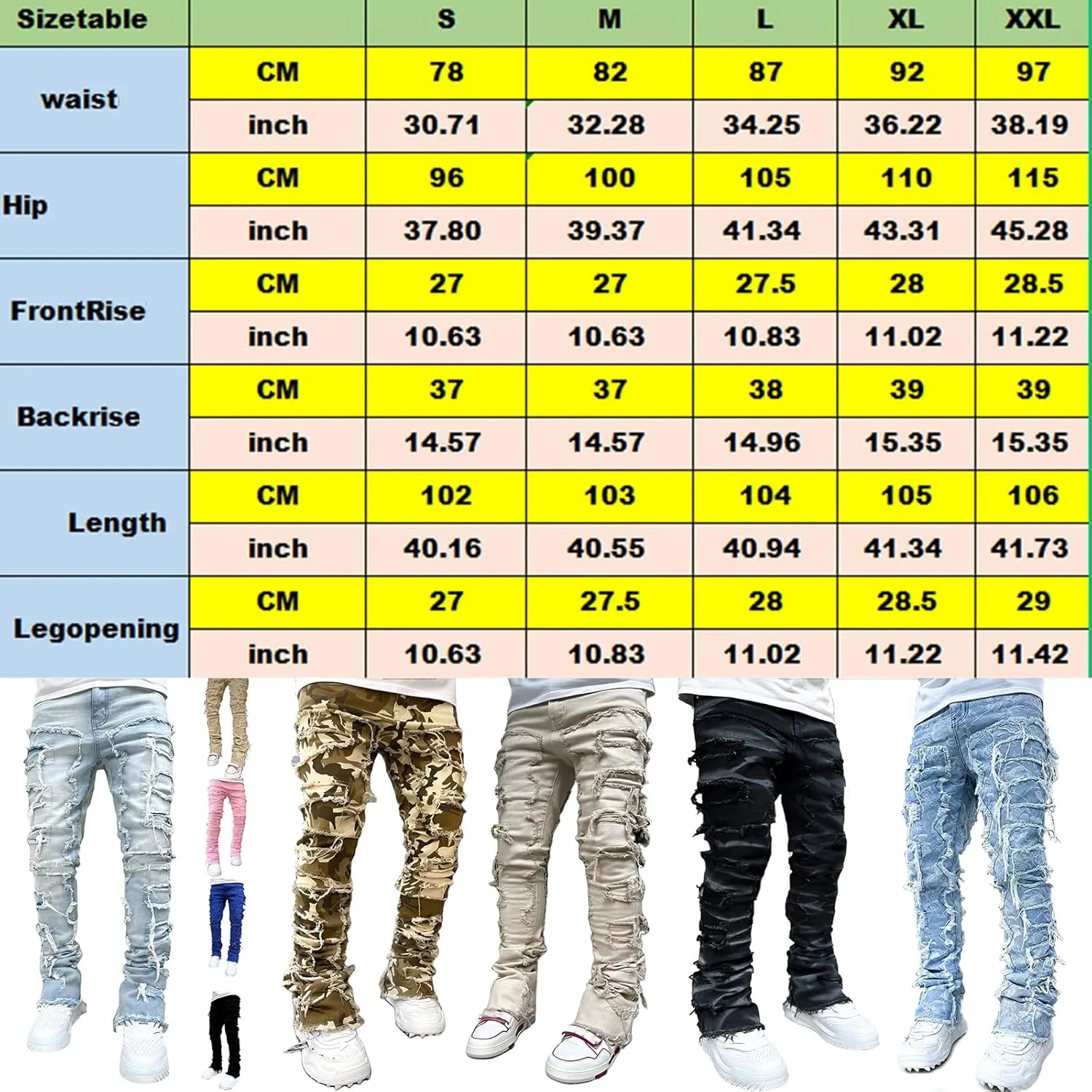 Mens Destroyed Straight Style Denim