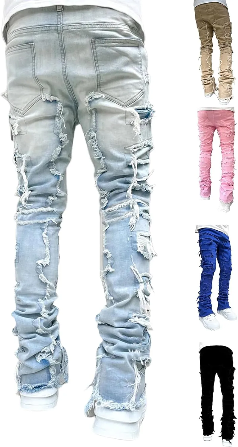 Mens Destroyed Straight Style Denim