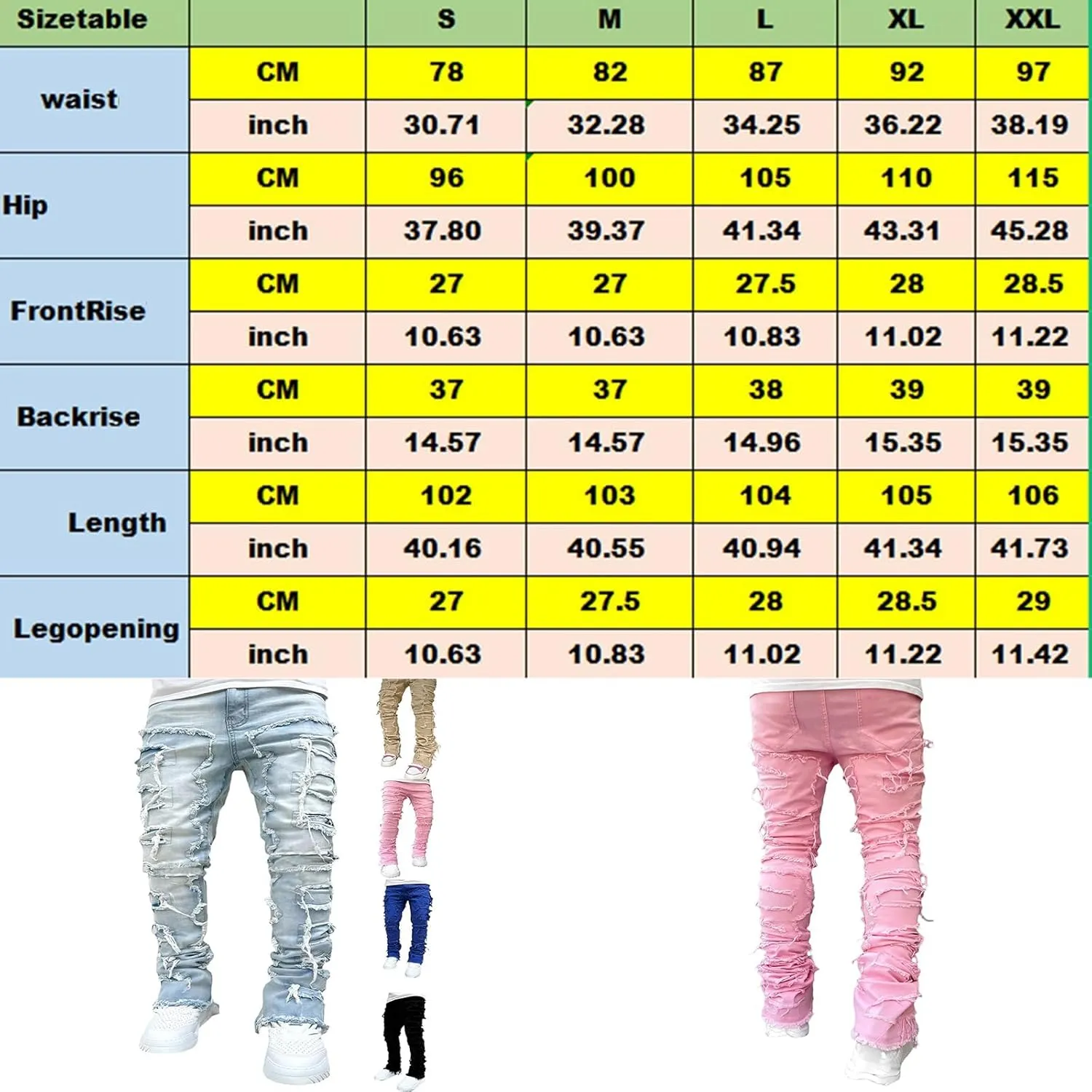 Mens Destroyed Straight Style Denim