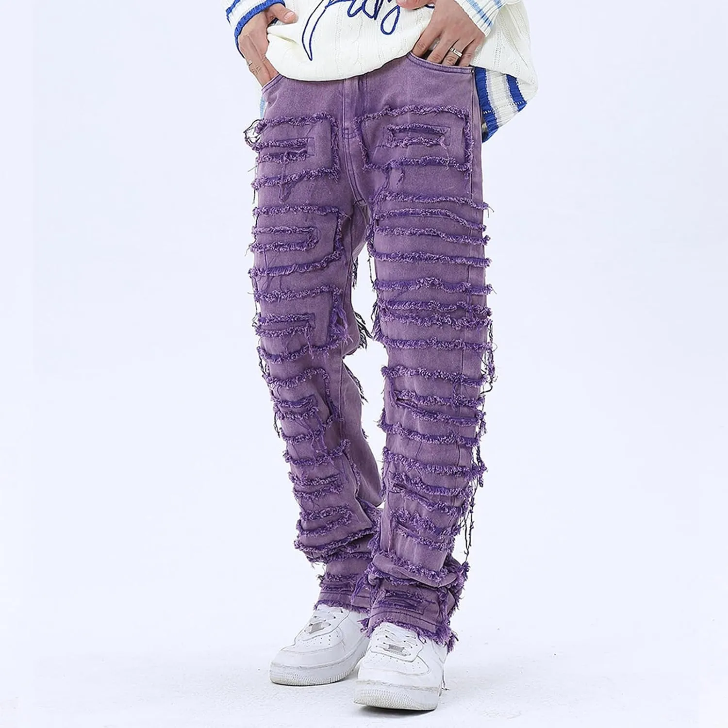 Mens Destroyed Straight Style Denim