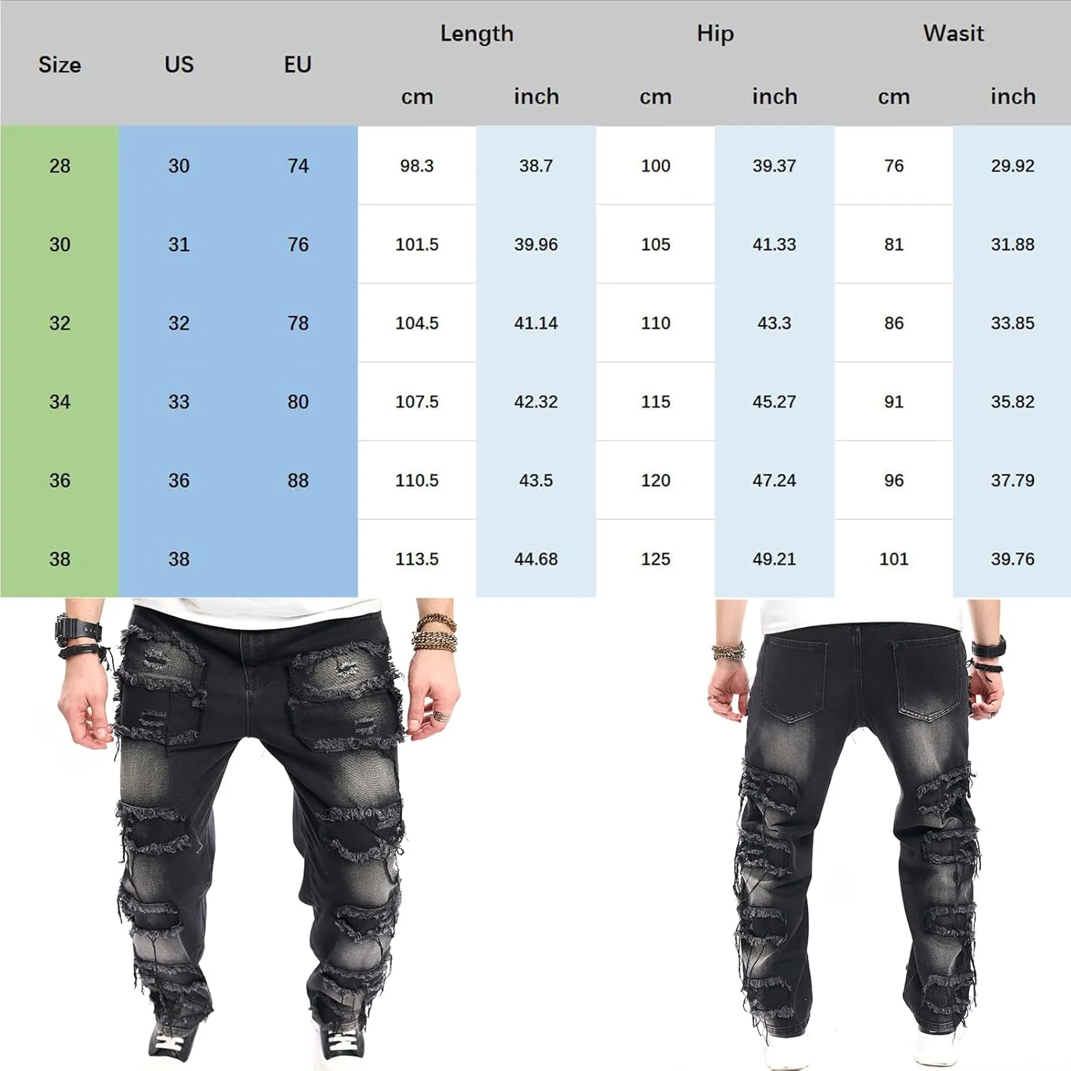 Mens Destroyed Straight Style Denim